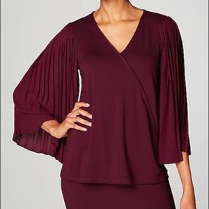 J Jill Wearever Bordeaux Pleated Sleeve Top - XL Excellent condition!